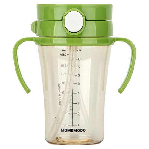 맘스모도 세척편한 유아 PPSU 원터치 빨대컵 250ml, 1개, 시그니처그린