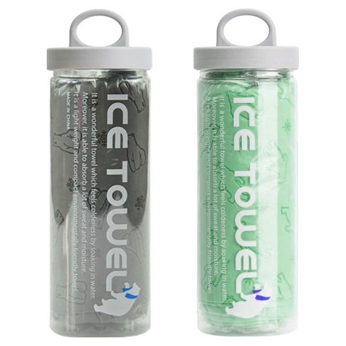 원이네 곰돌이 아쿠아 습식타월 대형 2종 + 보관케이스 2종 세트 85 x 33 cm, 그레이, 민트, 1세트