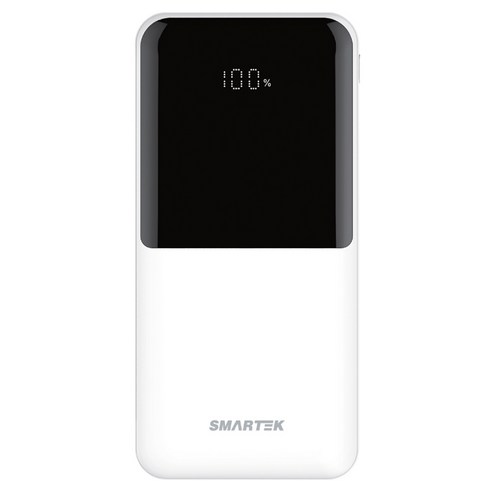 스마텍 LED 3포트 여행용 고속 충전 보조배터리 20000mAh 멀티단자, 화이트, STPB-QB2