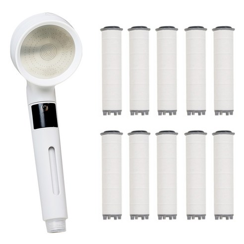 켄타 파워수압 온도표시 필터 샤워기 + 필터 10p 세트, 화이트, 1개
