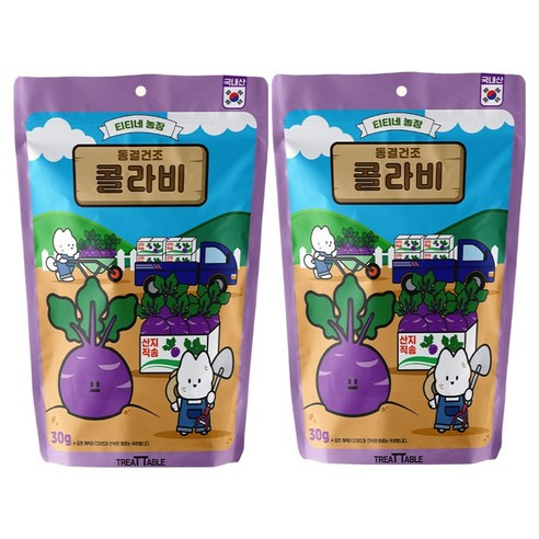 트릿테이블 강아지 티티네 농장 야채 동결건조 간식, 30g, 2개, 콜라비