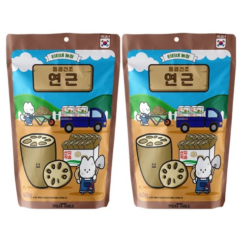 트릿테이블 강아지 티티네 농장 야채 동결건조 간식, 40g, 2개, 연근