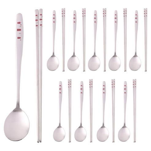 한일스텐레스 스텐 10인 수저세트, 작은숲 레드, 숟가락 10p + 젓가락 10p, 1세트