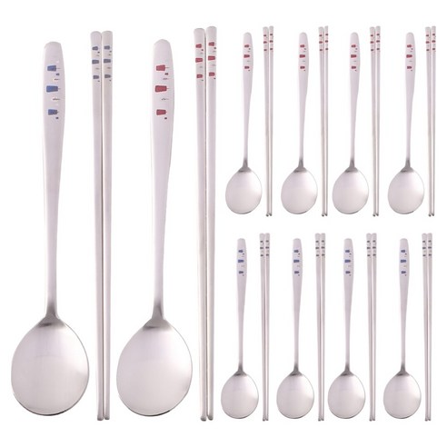 한일스텐레스 스텐 10인 수저세트, 작은숲 레드, 작은숲 블루, 1세트, 숟가락 10p + 젓가락 10p