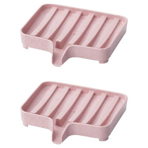리얼피키 물빠짐 욕실 비누받침대, 핑크, 2개