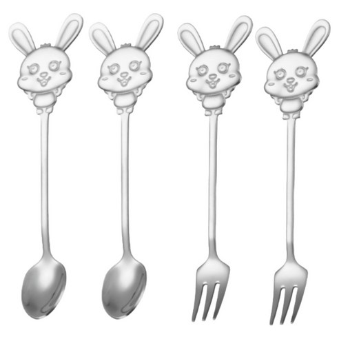 센스팡 스텐304 토끼 티스푼 2p + 티포크 2p 세트, 1세트, 스푼 2p + 포크 2p