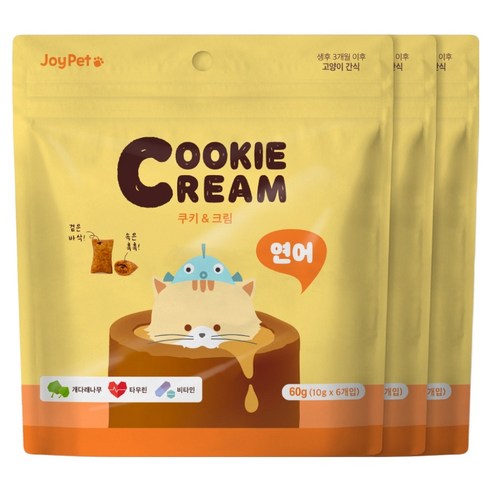 조이펫 고양이 쿠키 앤 크림 간식, 연어, 60g, 3개
