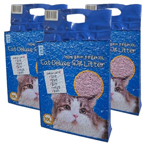 마마쇼 디럭스 가는입자 두부 고양이 모래, 10L, 3개, 라벤더향