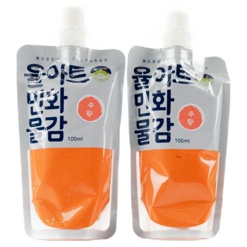 율아트 민화 물감 분채 주황, 100ml, 2개