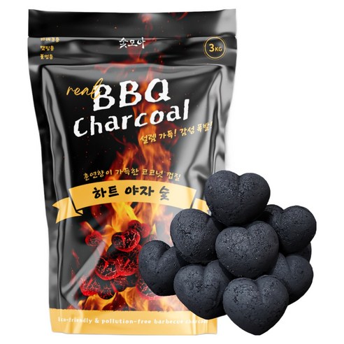숯모아 감성 가득 하트 야자 숯, 1개, 3kg