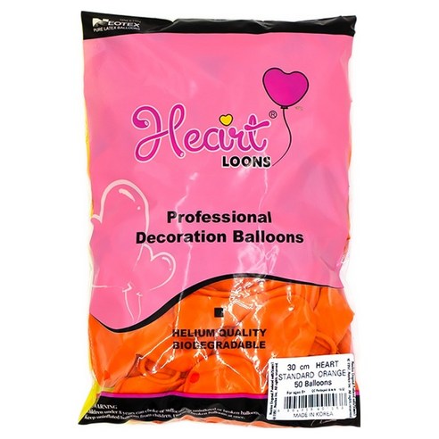 네오텍스 하트풍선 30cm 50p, Standard Orange, 1개