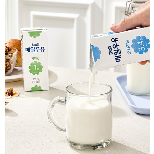 가볍게 즐기는 건강, 매일우유 저지방 1% 멸균우유