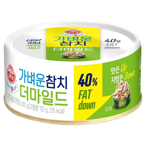오뚜기 LIGHT JOY 더마일드 가벼운 참치, 200g, 1개