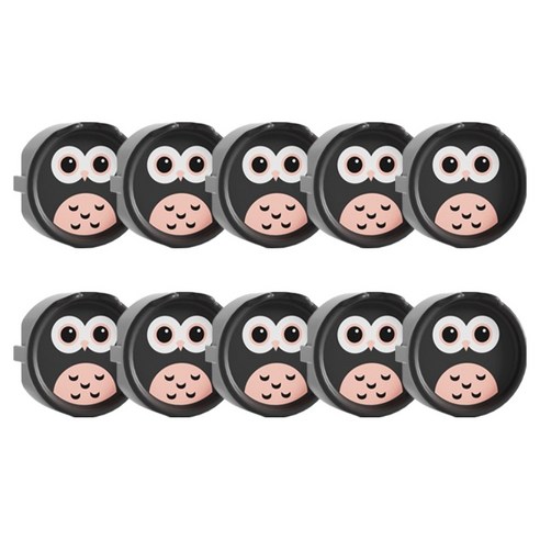 아이끌레 감전방지 실리콘 콘센트커버, 부엉이 블랙, 10개