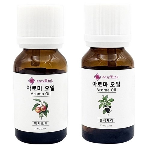 이지미톡 아로마 오일 방향제 원액 피치코튼 + 블랙체리 세트, 1세트, 피치코튼, 블랙체리