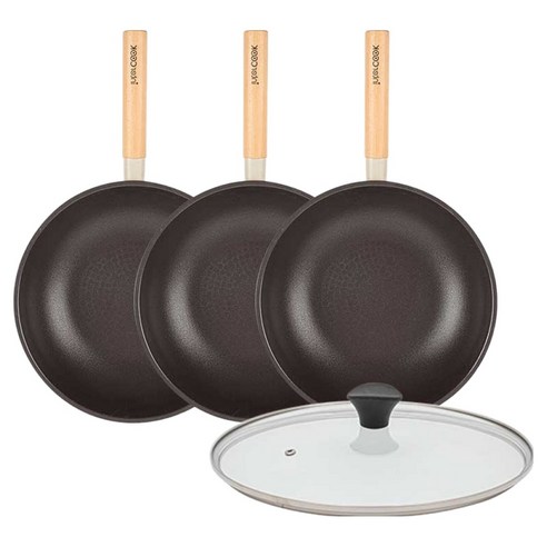 인터쿡 인덕션 포레스트 후라이팬 4종 세트, 베이지, 1세트, 궁중팬 28cm + 궁중팬 28cm + 궁중팬 28cm + 유리뚜껑