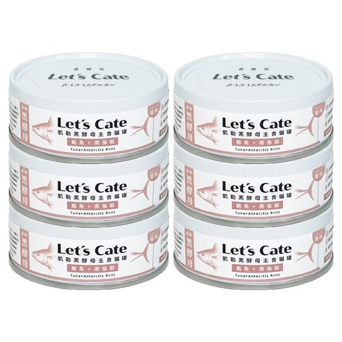 레츠케이트 고양이 오레오 컴플리트 뉴트리션 주식캔, 6개, 80g, 참치 + 남극 크릴