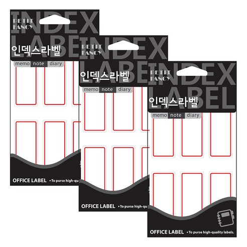 쁘띠팬시 인덱스 견출지 20-207R, 빨간색, 18개입, 3개