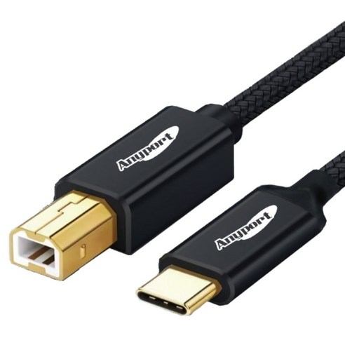 애니포트 USB 2.0 C타입 TO B 프린터 케이블, 2개, 1.8m