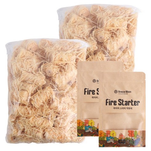 브리즈문 대용량 파이어스타터 착화제 우드 고체연료 불쏘시개 50p, 500g, 2개