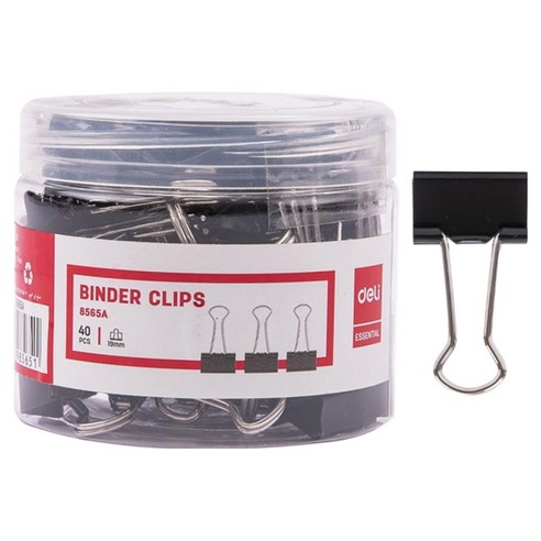 델리 강력고정 사무용 더블클립 블랙 19mm, 40개입, 1개