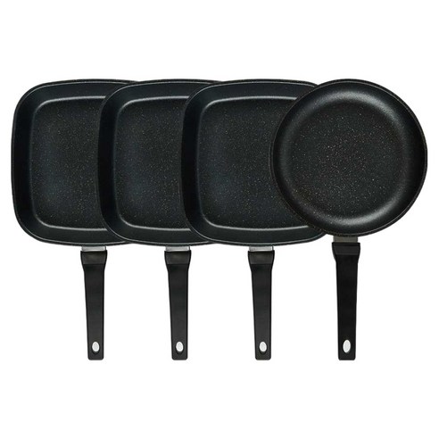 퀸센스 디너 후라이팬 세트 4개, 브라운, 1세트, 사각팬 27cm 3p + 후라이팬 24cm