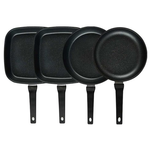 퀸센스 디너 후라이팬 세트 4개, 브라운, 1세트, 사각팬 27cm 2p + 후라이팬 28cm + 후라이팬 24cm