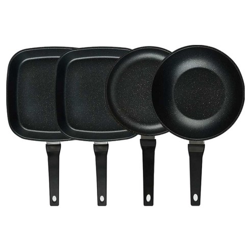 퀸센스 디너 후라이팬 세트 4개, 브라운, 1세트, 사각팬 27cm 2p + 후라이팬 24cm + 궁중팬 24cm