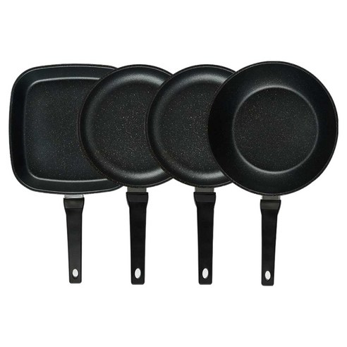 퀸센스 디너 후라이팬 세트 4개, 브라운, 1세트, 사각팬 27cm + 후라이팬 24cm 2p + 궁중팬 28cm