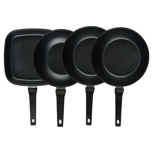 퀸센스 디너 후라이팬 세트 4개, 브라운, 1세트, 사각팬 27cm + 궁중팬 24cm + 궁중팬 28cm 2p