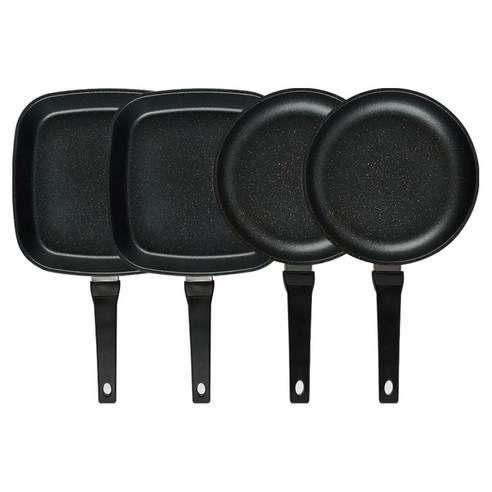 퀸센스 디너 후라이팬 세트 4개, 브라운, 1세트, 사각팬 27cm 2p + 후라이팬 24cm 2p