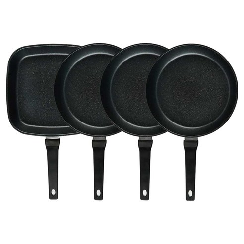 퀸센스 디너 후라이팬 세트 4개, 브라운, 1세트, 사각팬 27cm + 후라이팬 28cm 3p