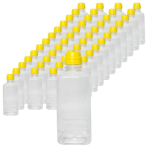 대경 P 직사각 소스통 + 노랑캡, 50개, 480ml
