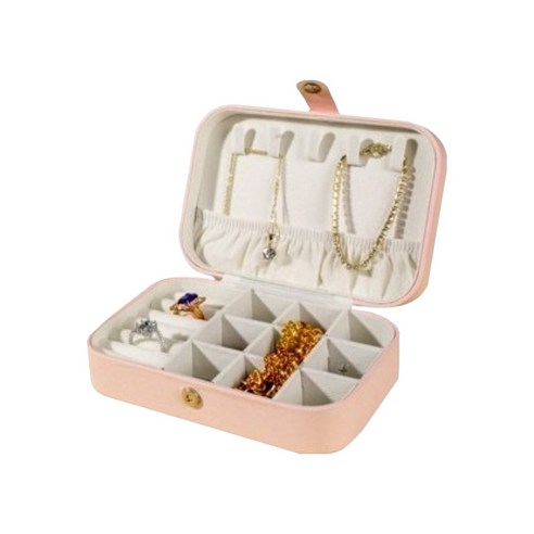 솔솔담다 예쁜 다용도 여행용 미니 악세사리 보관함 16 x 11 x 5 cm, 직사각 베이비핑크, 1개