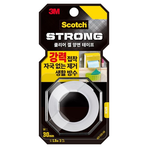 쓰리엠 스카치 클리어 겔 실리콘 양면 테이프 30mm x 1.5m, 투명, 1개