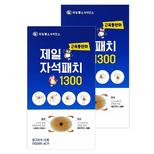 제일헬스사이언스 자석패치 1300 근육통완화 자석파스 영구자석 10p + 리필패치 40p 세트, 2세트