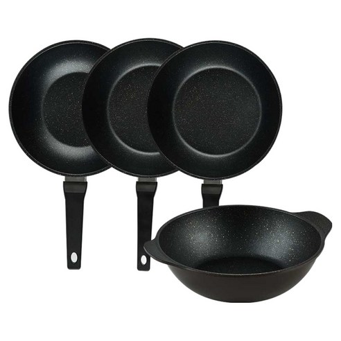 퀸센스 디너 후라이팬 4종 세트 4개, 브라운, 1세트, 궁중팬 24cm + 궁중팬 28cm(2p)+파티웍 28cm
