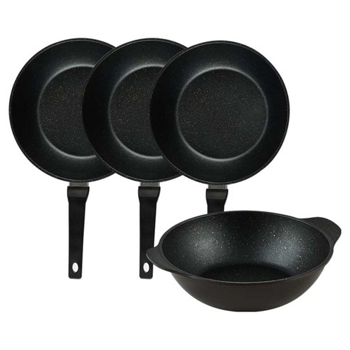 퀸센스 디너 후라이팬 4종 세트 4개, 브라운, 1세트, 궁중팬 28cm(3p) +파티웍 28cm