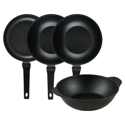 퀸센스 디너 후라이팬 4종 세트 4개, 브라운, 1세트, 후라이팬 24cm + 궁중팬 24cm(2p) + 파티웍 28cm