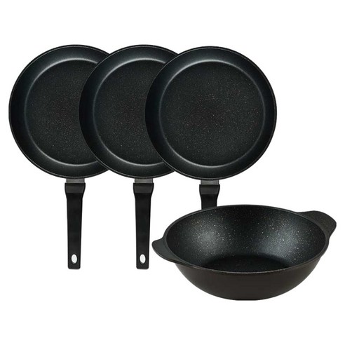 퀸센스 디너 후라이팬 세트 4개, 브라운, 1세트, 28cm 후라이팬 + 28cm 후라이팬 + 28cm 후라이팬 + 28cm 파티웍