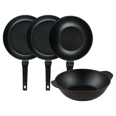 퀸센스 디너 후라이팬 세트 4개, 브라운, 1세트, 28cm 후라이팬 + 28cm 후라이팬 + 24cm 궁중팬 + 28cm 파티웍