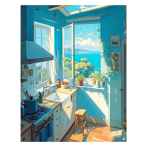 마켓링 초보자 diy 명화그리기 브러쉬페인트 세트 30 x 40 cm, 타입7, 1세트