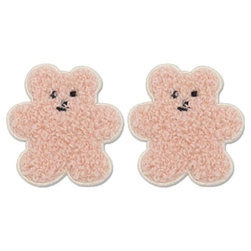 동대문단추왕 열접착식 자수 동물 보슬이젤리곰 와펜 패치, 핑크, 2개