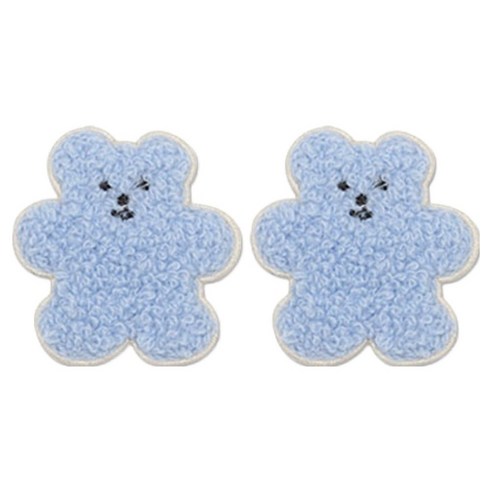 동대문단추왕 열접착식 자수 동물 보슬이젤리곰 와펜 패치, 라이트블루, 2개