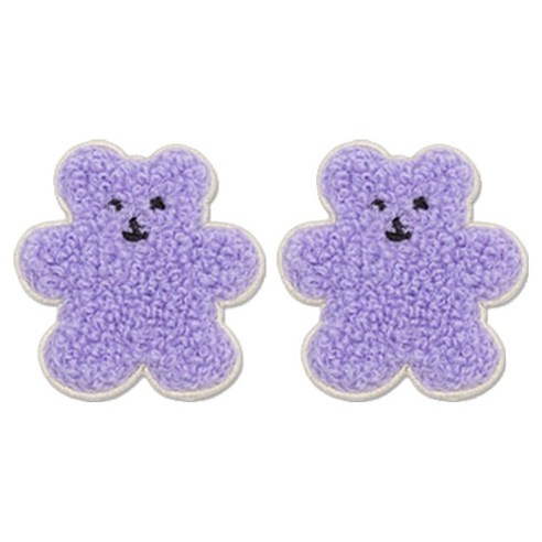 동대문단추왕 열접착식 자수 동물 보슬이젤리곰 와펜 패치, 퍼플, 2개