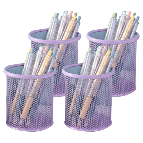 세컨드베스트 데스크타이디 펜홀더 8.5 x 9 x 9.5 cm, 라운드퍼플, 4개