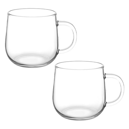 발룬피니 내열 유리 머그컵 520ml, 2개, 투명