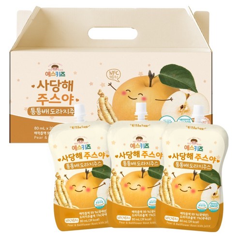 유기농마루 예스키즈 사당해 주스야 통통 배도라지 주스, 80ml, 20개