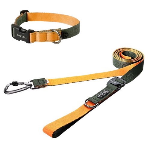 분독 플레이리쉬 320cm + 카라비너 목줄 세트, 카키오렌지, 1세트