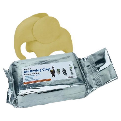 도도리빙 전문가용 공기건조 컬러점토 1kg, 옐로우, 1개